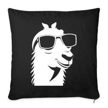 Lustiges Lama mit Sonnenbrille Coole Lamas - Sofakissenbezug 45 x 45 cm - Schwarz - Vorne