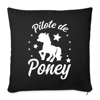 Pilote de Poney - Housse de coussin décorative 45 x 45 cm - noir - Devant