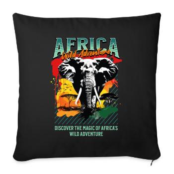 Africa Elephant Nature Adventure Wilderness Safari - Sofa pillowcase 17,3'' x 17,3'' (45 x 45 cm) - black - Front