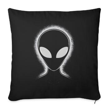 Visage d’extraterrestre - Housse de coussin décorative 45 x 45 cm - noir - Devant