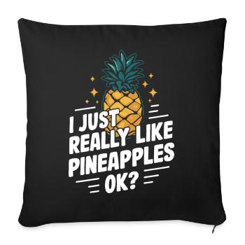 Ananas Fruit tropical hawaïen - Housse de coussin décorative 45 x 45 cm - noir - Devant
