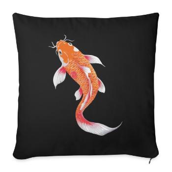 Koi Poisson Carpe Japon Chine Poisson - Housse de coussin décorative 45 x 45 cm - noir - Devant
