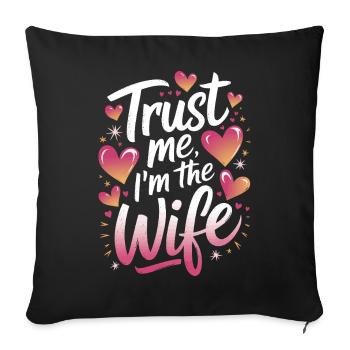 Femme Épouse Partenaire Famille Marié - Housse de coussin décorative 45 x 45 cm - noir - Devant