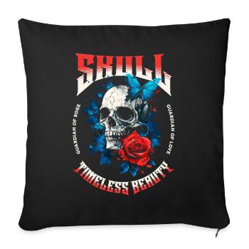 Skull Skull Butterfly Rose Flower - Sofa pillowcase 17,3'' x 17,3'' (45 x 45 cm) - black - Front