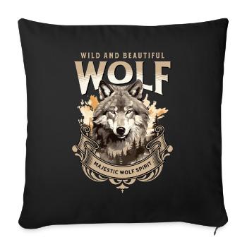 Wolf Wolf Head Predator Forest Nature Mountains Wilderness - Sofa pillowcase 17,3'' x 17,3'' (45 x 45 cm) - black - Front