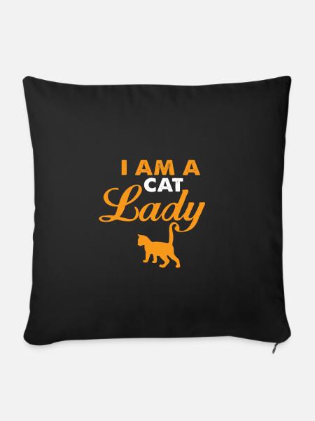 Katzenbesitzer Geschenk - Sofakissenbezug 45 x 45 cm - Schwarz