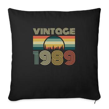 Vintage 1989 Vintage 1989 Anniversaire Rétro Vintage - Housse de coussin décorative 45 x 45 cm - noir - Devant