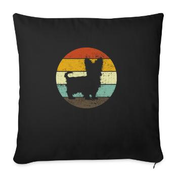 Cadeau rétro Yorkshire Terrier pour chien Yorkie - Housse de coussin décorative 45 x 45 cm - noir - Devant