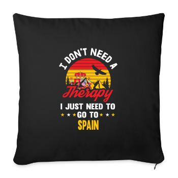 Cadeau rétro de bannière de drapeau d'Espagne de thérapie - Housse de coussin décorative 45 x 45 cm - noir - Devant