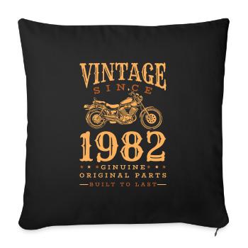 Vintage 1982 82 Anniversaire Rétro Millésime cadeau - Housse de coussin décorative 45 x 45 cm - noir - Devant