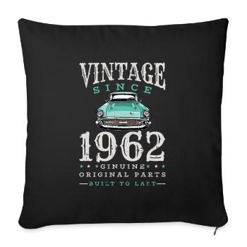 Vintage 1962 62 Anniversaire Rétro Millésime cadeau - Housse de coussin décorative 45 x 45 cm - noir - Devant