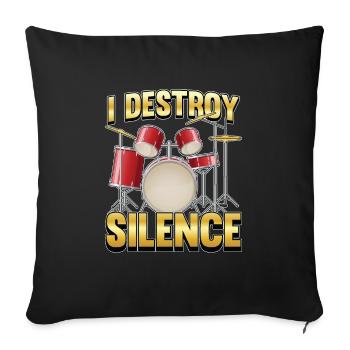 Batterie batteur batteur Drum tome cadeau de batterie - Housse de coussin décorative 45 x 45 cm - noir - Devant