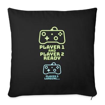 Player 1 2 Gamer Birth Baby Console Gift - Sofa pillowcase 17,3'' x 17,3'' (45 x 45 cm) - black - Front