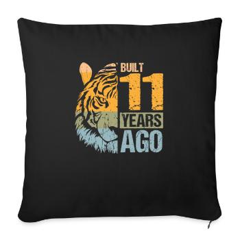 11ème anniversaire Tiger Cat Animals Lion Cadeau - Housse de coussin décorative 45 x 45 cm - noir - Devant