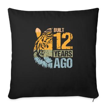 12th Birthday Tiger Cat Animals Lion Gift - Sofa pillowcase 17,3'' x 17,3'' (45 x 45 cm) - black - Front