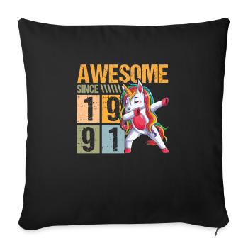 Birthday 1991 91 Unicorn Dab Vintage Gift - Sofa pillowcase 17,3'' x 17,3'' (45 x 45 cm) - black - Front