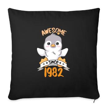 Anniversaire 1982 82 Penguin Penguins Cadeau - Housse de coussin décorative 45 x 45 cm - noir - Devant