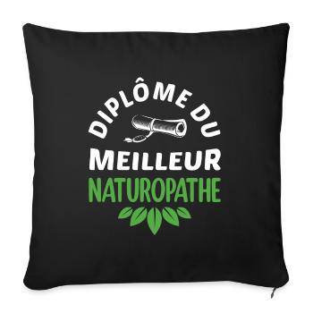 Diplôme du meilleur naturopathe t-shirt - Housse de coussin décorative 45 x 45 cm - noir - Devant