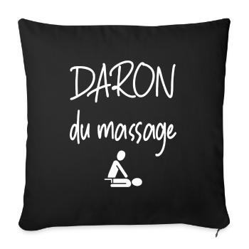 Daron du massage t-shirt kiné homme - Housse de coussin décorative 45 x 45 cm - noir - Devant