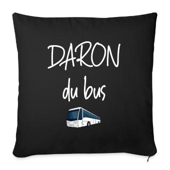 Daron du bus t-shirt chauffeur homme papa - Housse de coussin décorative 45 x 45 cm - noir - Devant
