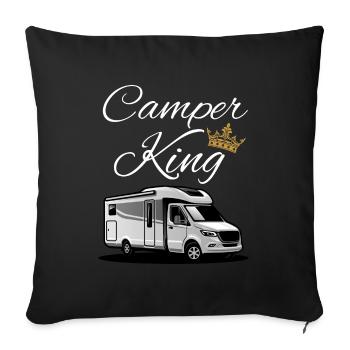 Roi du camping-car-Roi du camping-car - Housse de coussin décorative 45 x 45 cm - noir - Devant