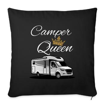 Reine du camping-car Reine du camping-car - Housse de coussin décorative 45 x 45 cm - noir - Devant