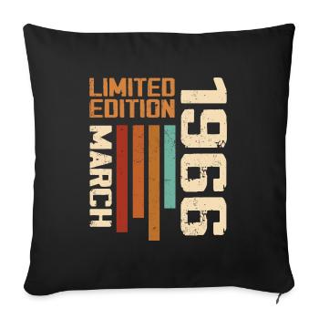 Mars 1966 Anniversaire 1966 Retro 1966 Mars - Housse de coussin décorative 45 x 45 cm - noir - Devant