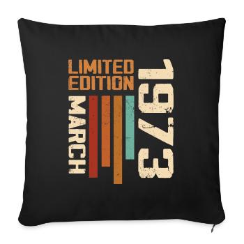 Mars 1973 Anniversaire 1973 Retro 1973 Mars - Housse de coussin décorative 45 x 45 cm - noir - Devant