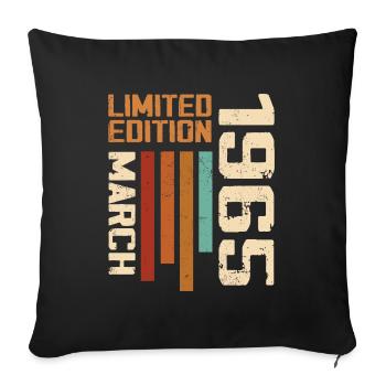 March 1965 Birthday 1965 Retro 1965 March - Sofa pillowcase 17,3'' x 17,3'' (45 x 45 cm) - black - Front