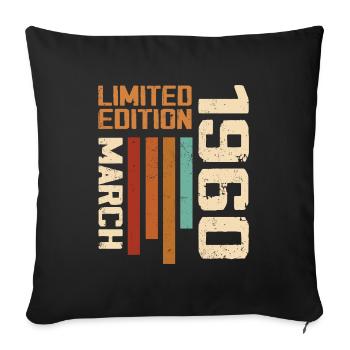 March 1960 Birthday 1960 Retro 1960 March - Sofa pillowcase 17,3'' x 17,3'' (45 x 45 cm) - black - Front