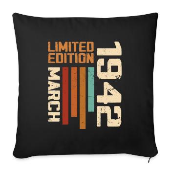 March 1942 Birthday 1942 Retro 1942 March - Sofa pillowcase 17,3'' x 17,3'' (45 x 45 cm) - black - Front