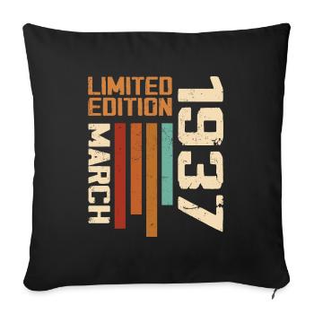 Mars 1937 Anniversaire 1937 Retro 1937 Mars - Housse de coussin décorative 45 x 45 cm - noir - Devant