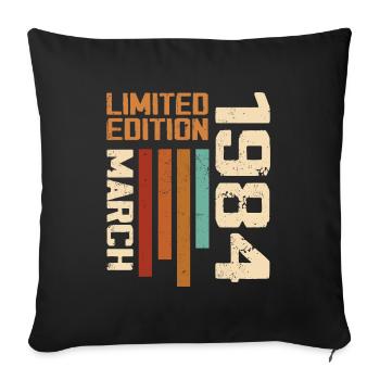Mars 1984 Anniversaire 1984 Retro 1984 Mars - Housse de coussin décorative 45 x 45 cm - noir - Devant
