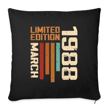 Mars 1988 Anniversaire 1988 Retro 1988 Mars - Housse de coussin décorative 45 x 45 cm - noir - Devant