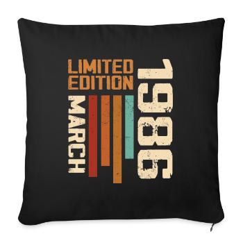 Mars 1986 Anniversaire 1986 Retro 1986 Mars - Housse de coussin décorative 45 x 45 cm - noir - Devant