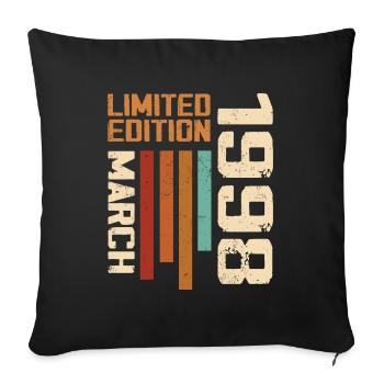Mars 1998 Anniversaire 1998 Retro 1998 Mars - Housse de coussin décorative 45 x 45 cm - noir - Devant