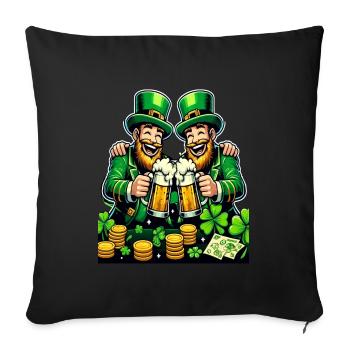 Porter un toast au lutin (lutin irlandais) - Housse de coussin décorative 45 x 45 cm - noir - Devant