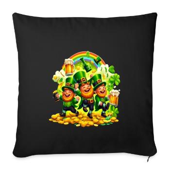Lutin-arc-en-ciel (Lutin-du-Irlandais - Housse de coussin décorative 45 x 45 cm - noir - Devant
