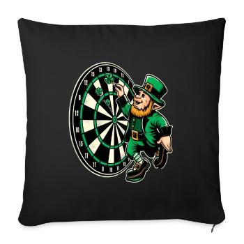 Fléchettes jouant du lutin (lutin irlandais) - Housse de coussin décorative 45 x 45 cm - noir - Devant