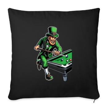 Billard jouant au lutin (lutin irlandais) - Housse de coussin décorative 45 x 45 cm - noir - Devant
