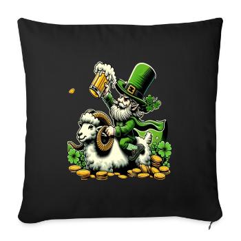 Bélier chevauchant un lutin (lutin irlandais) - Housse de coussin décorative 45 x 45 cm - noir - Devant