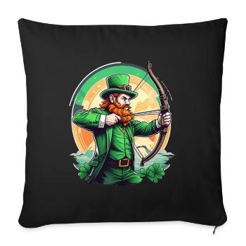 St. Patrick's Day Kleeblatt Bogenschießen - Sofakissenbezug 45 x 45 cm - Schwarz - Vorne