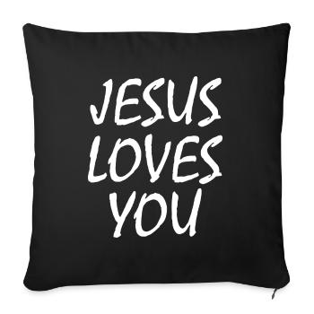 Jesus loves you - Housse de coussin décorative 45 x 45 cm - noir - Devant