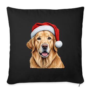 Christmas golden retriever - Sofa pillowcase 17,3'' x 17,3'' (45 x 45 cm) - black - Front