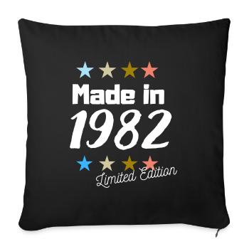 Fabriqué en 1982 Édition Limitée Vintage Anniversaire - Housse de coussin décorative 45 x 45 cm - noir - Devant
