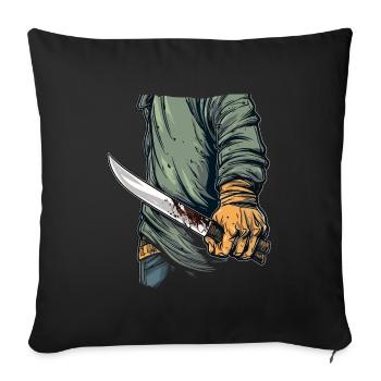 Costume de tueur en série Halloween Horror Monster - Housse de coussin décorative 45 x 45 cm - noir - Devant