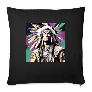Winnetou,Indian,Illustration,Graffiti,Colorful,Beige - Sofa pillowcase 17,3'' x 17,3'' (45 x 45 cm) - black - Front