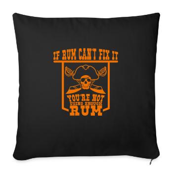 Pirate cadeau rhum butin crâne de pirate tête de mort - Housse de coussin décorative 45 x 45 cm - noir - Devant