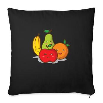 Kawaii Fruit Fruit Banana Apple Pear Orange - Sofa pillowcase 17,3'' x 17,3'' (45 x 45 cm) - black - Front