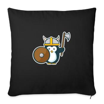 Casque Viking Kawaii Vikings cadeau Viking - Housse de coussin décorative 45 x 45 cm - noir - Devant